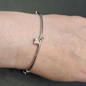 *Sale* Silver tone dainty rhinestone bangle bracelet